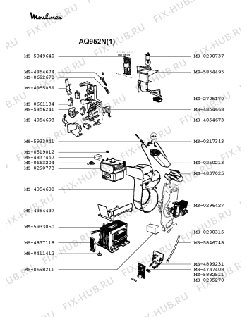 Взрыв-схема микроволновой печи Moulinex AQ952N(1) - Схема узла 6P002383.8P4