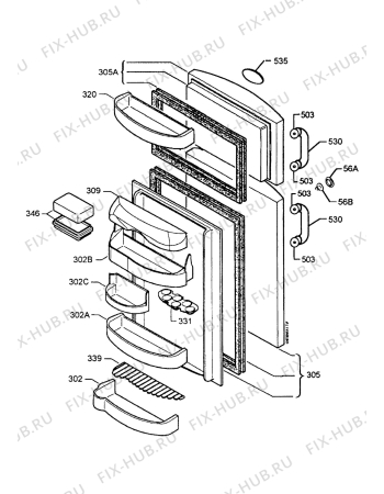 Взрыв-схема холодильника Zanussi ZF4YELS - Схема узла Refrigerator door