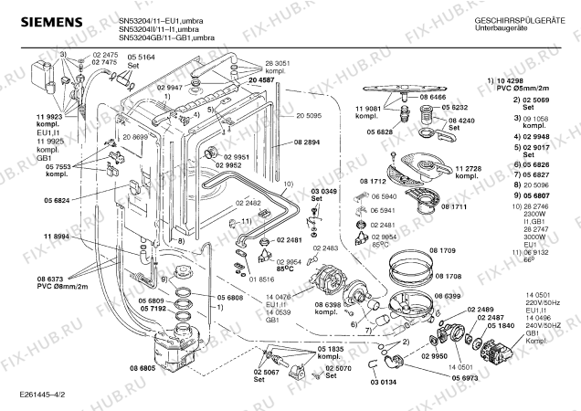 Взрыв-схема посудомоечной машины Siemens SN53204GB - Схема узла 02