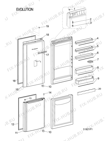Взрыв-схема холодильника Hotpoint-Ariston EBD20223F (F073976) - Схема узла