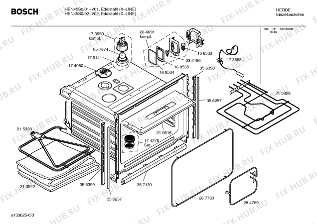 Схема №5 HBN45S0 с изображением Инструкция по эксплуатации для духового шкафа Bosch 00527436