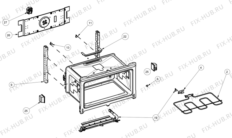 Взрыв-схема комплектующей Zanussi ZOG9990X - Схема узла Oven