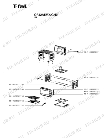 Схема №1 OF32A5MX/GH0 с изображением Рукоятка для плиты (духовки) Seb FS-9100027742