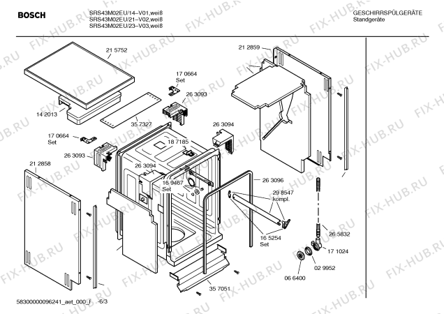 Схема №6 SRS43M02EU с изображением Краткая инструкция для посудомоечной машины Bosch 00586301