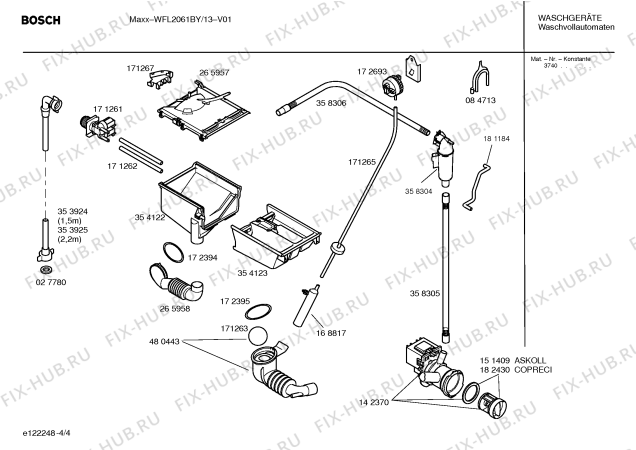 Схема №4 WFL2061BY с изображением Таблица программ для стиралки Bosch 00583287