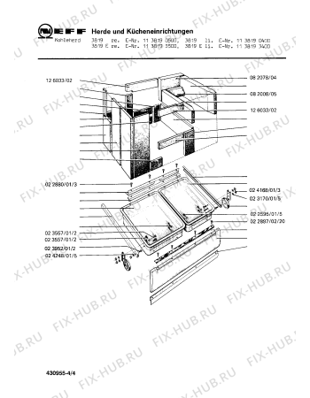 Схема №4 3804HK с изображением Крышка для духового шкафа Bosch 00051914