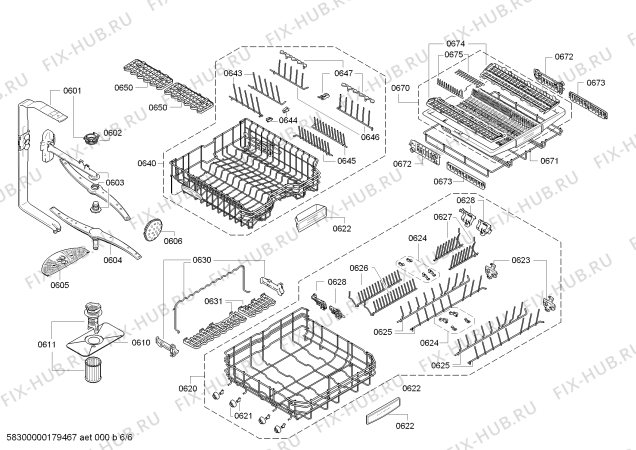 Схема №6 SX878D03PE StudioLine с изображением Пружина для посудомоечной машины Siemens 00630633