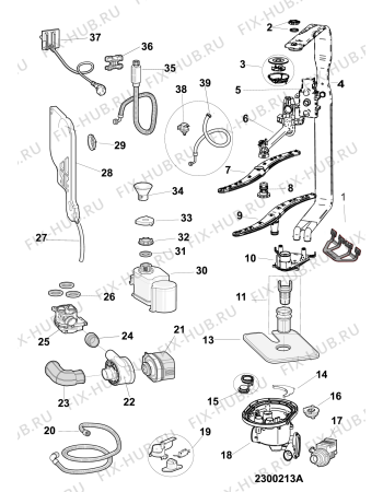 Взрыв-схема посудомоечной машины Whirlpool WFO3T222 (F102187) - Схема узла