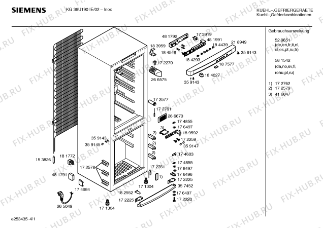 Схема №4 KG36U190IE с изображением Дверь для холодильника Siemens 00240533