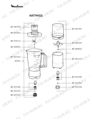 Взрыв-схема кухонного комбайна Moulinex AA774V(2) - Схема узла FP000271.5P4
