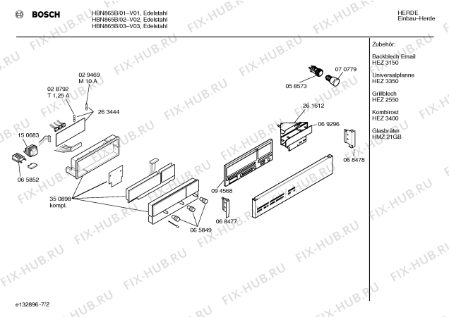 Схема №7 HBN865A с изображением Панель управления для электропечи Bosch 00287939