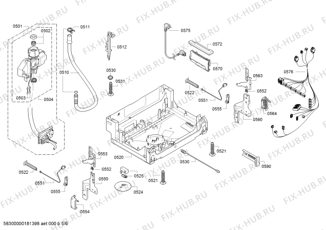 Взрыв-схема посудомоечной машины Siemens SN58R560DE, Extraklasse, Made in Germany - Схема узла 05