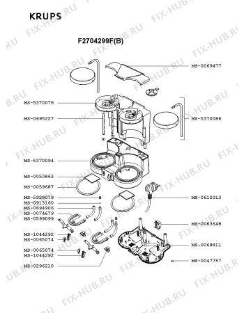 Взрыв-схема кофеварки (кофемашины) Krups F2704299F(B) - Схема узла 0P001652.4P2