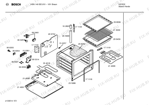 Взрыв-схема плиты (духовки) Bosch HSN140BEU - Схема узла 03