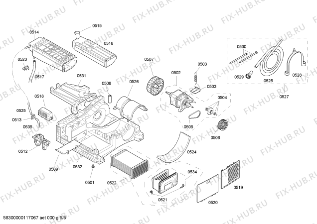 Взрыв-схема сушильной машины Siemens WT46S598GB - Схема узла 05