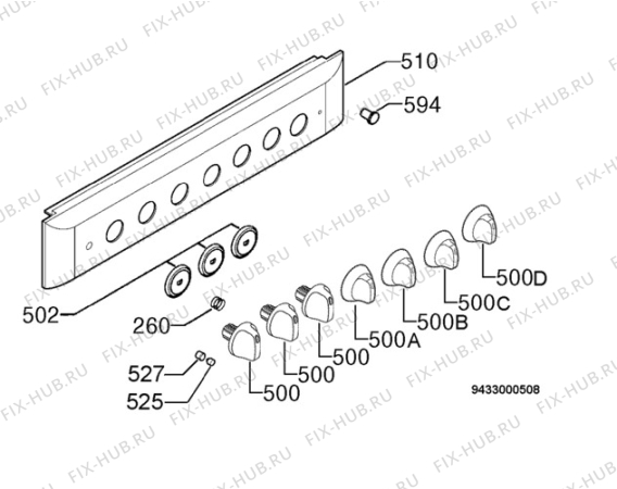 Взрыв-схема плиты (духовки) Electrolux EKM601300X - Схема узла Command panel 037