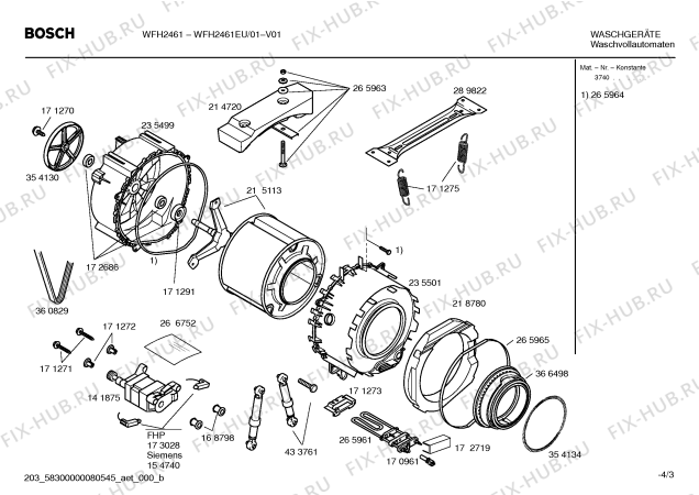 Взрыв-схема стиральной машины Bosch WFH2461EU WFH2461 - Схема узла 03