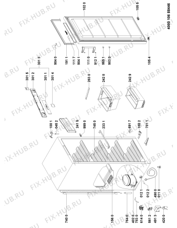 Схема №1 WME1663 DFC W с изображением Покрытие для холодильной камеры Whirlpool 481010503439