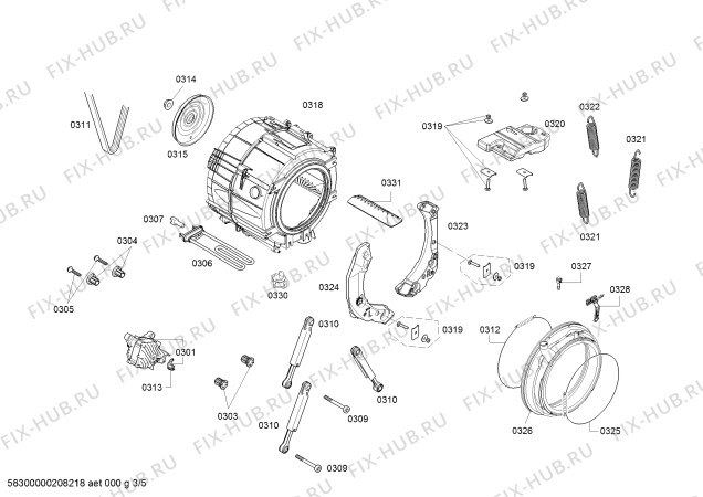 Взрыв-схема стиральной машины Bosch WAU288680W - Схема узла 03