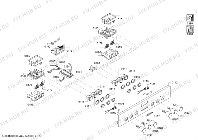 Схема №6 P1HEB63151 с изображением Панель управления для духового шкафа Bosch 00749344