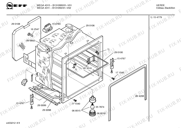 Схема №4 B1310W0 MEGA4315 с изображением Ручка управления духовкой для плиты (духовки) Bosch 00173450