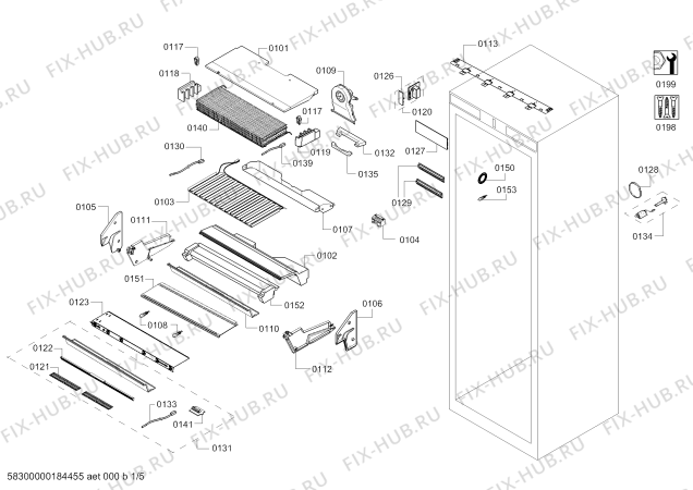 Схема №5 FIN36M1IL1 с изображением Тэн оттайки для холодильника Bosch 00776274