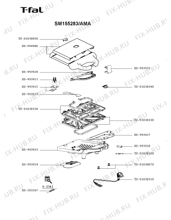 Схема №1 SM154183/AMB с изображением Криостат для вафельницы (бутербродницы) Seb TS-01038340