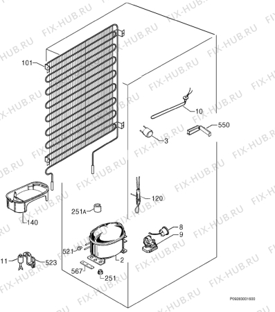 Взрыв-схема холодильника Faure FRD361W - Схема узла Cooling system 017