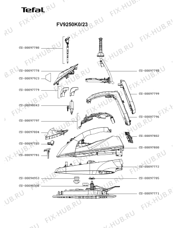 Схема №1 FV9250D0/23 с изображением Рукоятка для электропарогенератора Tefal CS-00097800