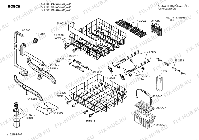 Взрыв-схема посудомоечной машины Bosch SHU5912SK Mixx - Схема узла 06