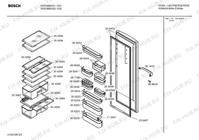 Взрыв-схема холодильника Bosch KSR3895 - Схема узла 02