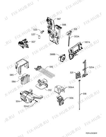 Взрыв-схема стиральной машины John Lewis JLBIWD1405 - Схема узла Electrical equipment 268