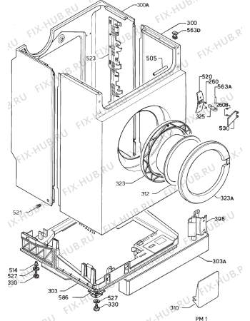 Взрыв-схема стиральной машины Elektro Helios TF913-3 - Схема узла Cabinet + armatures