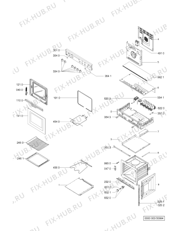 Схема №1 AKL380ZW AKL 380/NB с изображением Обшивка для плиты (духовки) Whirlpool 481945349881