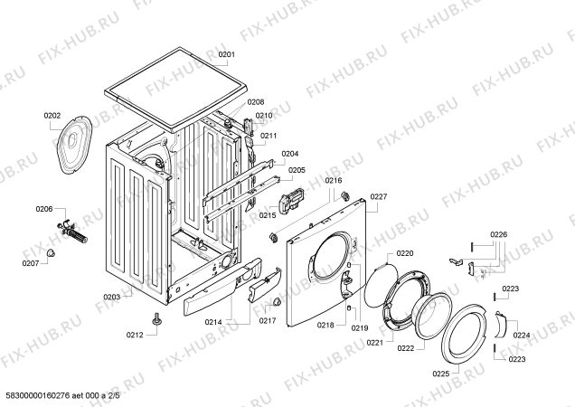 Взрыв-схема стиральной машины Bosch WAE16263TR Maxx 6 VarioPerfect - Схема узла 02