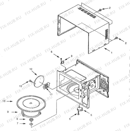 Взрыв-схема микроволновой печи Electrolux EME2381 - Схема узла Oven body