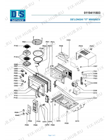 Схема №1 MW 500CV с изображением Всякое для микроволновки DELONGHI GA1341