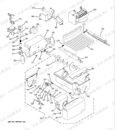Взрыв-схема холодильника Hotpoint FFU21T (F033495) - Схема узла