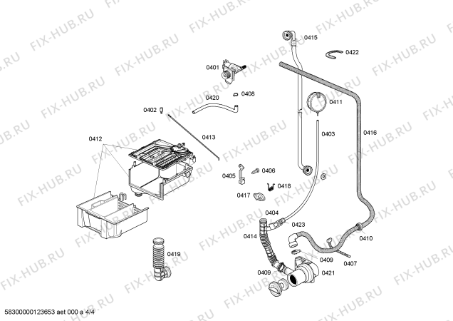 Взрыв-схема стиральной машины Bosch WFA206R43N BOSCH MAXX 1000 INOX 220V - Схема узла 04