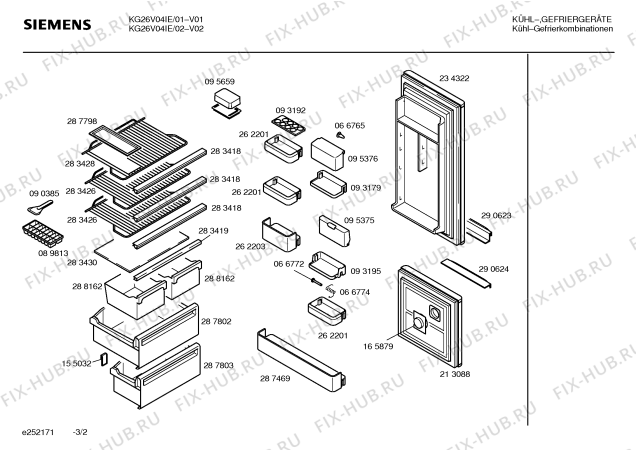 Взрыв-схема холодильника Siemens KG26V04IE - Схема узла 02