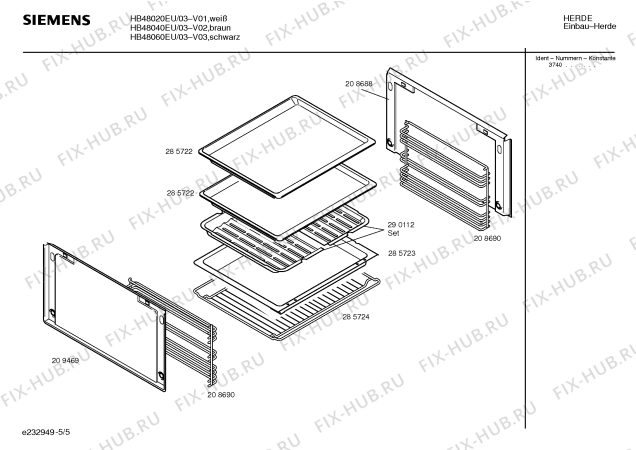 Схема №2 HB48040EU с изображением Инструкция по эксплуатации для плиты (духовки) Siemens 00523168