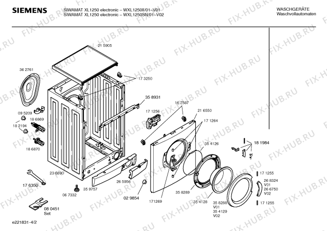 Схема №3 WXL1250SN SIWAMAT XL 1250 electronic с изображением Таблица программ для стиральной машины Siemens 00580247