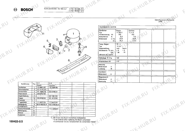 Схема №2 0702165818 KS1780ELF с изображением Ремкомплект для холодильника Bosch 00050993
