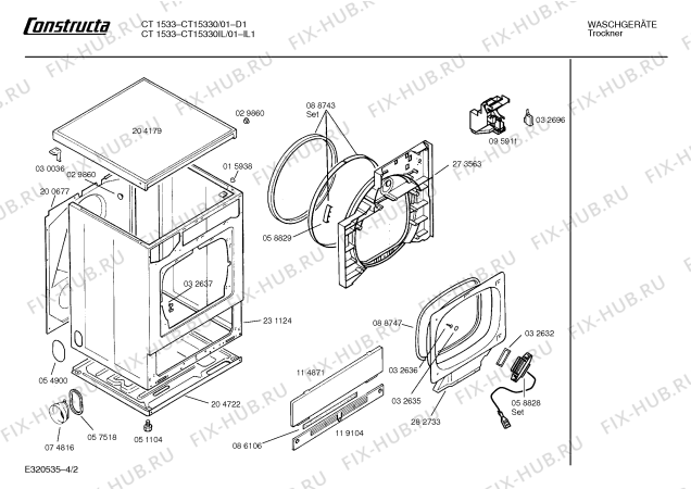 Взрыв-схема сушильной машины Constructa CT15330 CT1533 - Схема узла 02