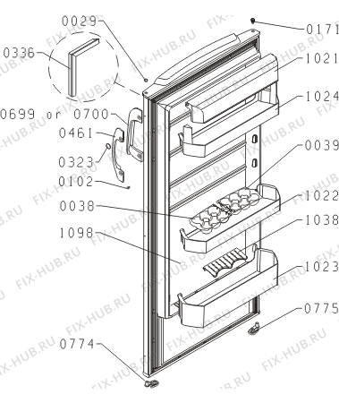 Схема №1 R41228E (196135, HS2227B) с изображением Дверь для холодильной камеры Gorenje 196923
