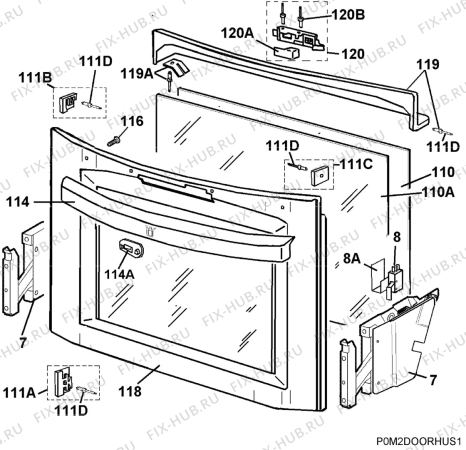 Взрыв-схема плиты (духовки) Husqvarna Electrolux QSI6138W 230V - Схема узла H10 Main Oven Door (large)