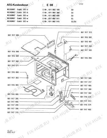 Взрыв-схема микроволновой печи Aeg MC COMBI 32 C-W/SK - Схема узла Section3