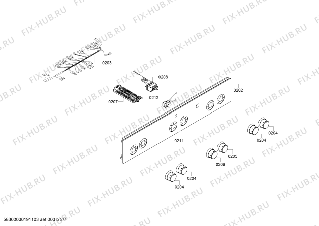 Взрыв-схема плиты (духовки) Bosch HGD425120R - Схема узла 02