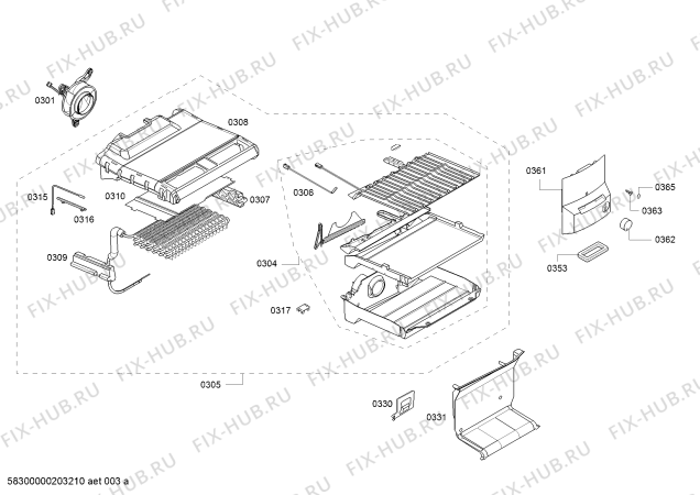 Взрыв-схема холодильника Bosch KGN36NW3B, Bosch - Схема узла 03