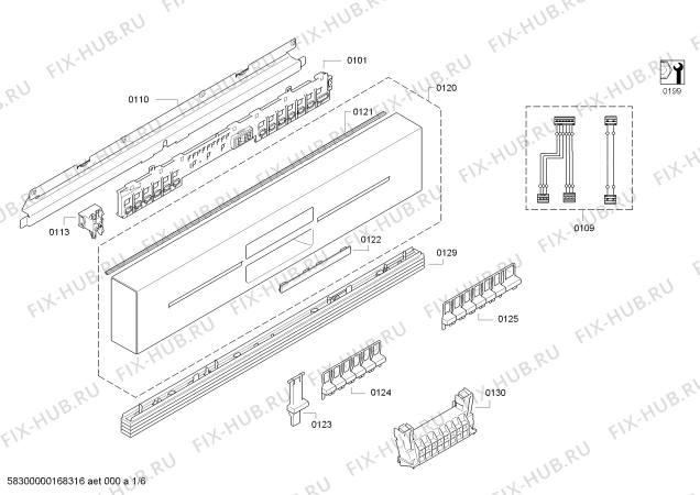 Схема №6 SN55M239EU с изображением Передняя панель для посудомойки Siemens 00745069